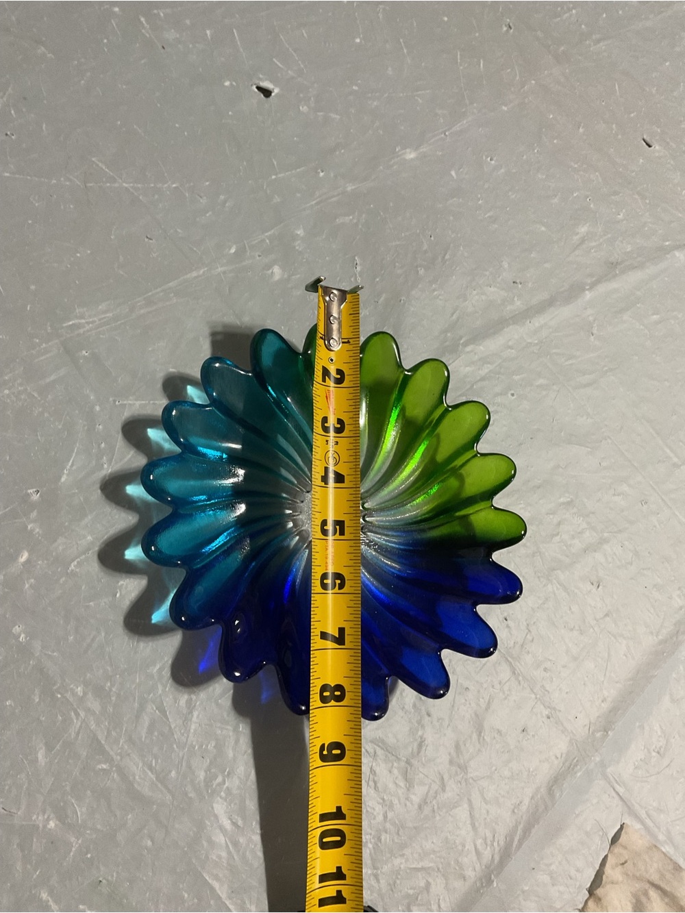 Handmade Blue & Green Glass Sunburst Accent Dish - Picture 3 of 4